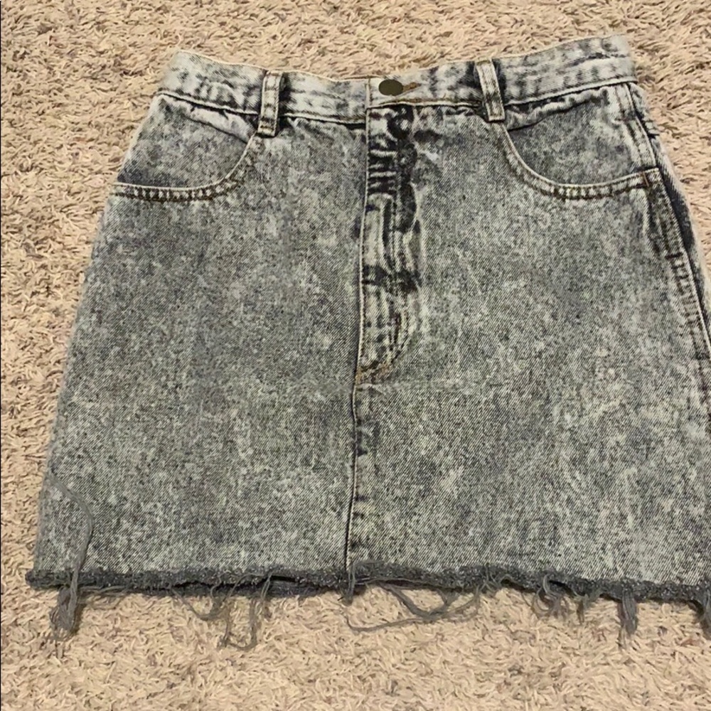 Vintage distressed denim skirt